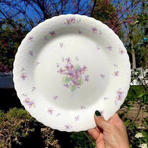 Vtg MIKASA Embossed "Blue Violets" Bone China Large Plate Collection